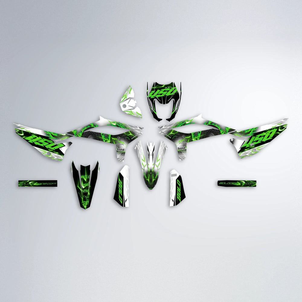 DERAGON Beta graphics kit parts layout in Green