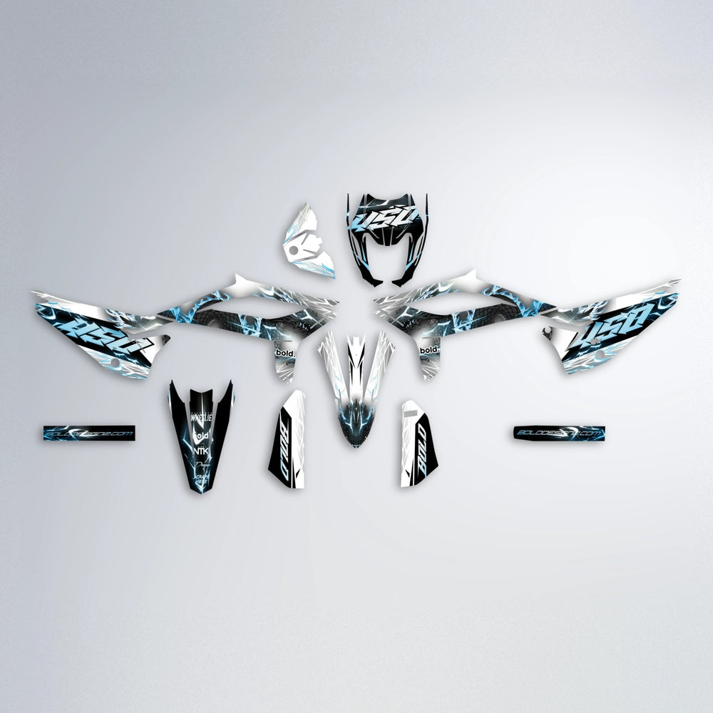 DERAGON Beta graphics kit parts layout in Light Blue & White