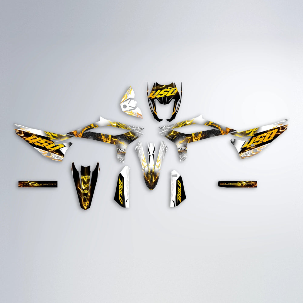 DERAGON Beta graphics kit parts layout in Orange & Yellow