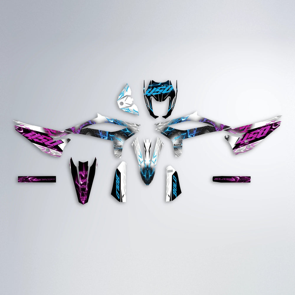 DERAGON Beta graphics kit parts layout in Pink & Light Blue