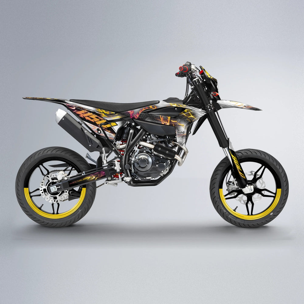 DERAGON Beta supermoto graphics kit in Pink & Yellow