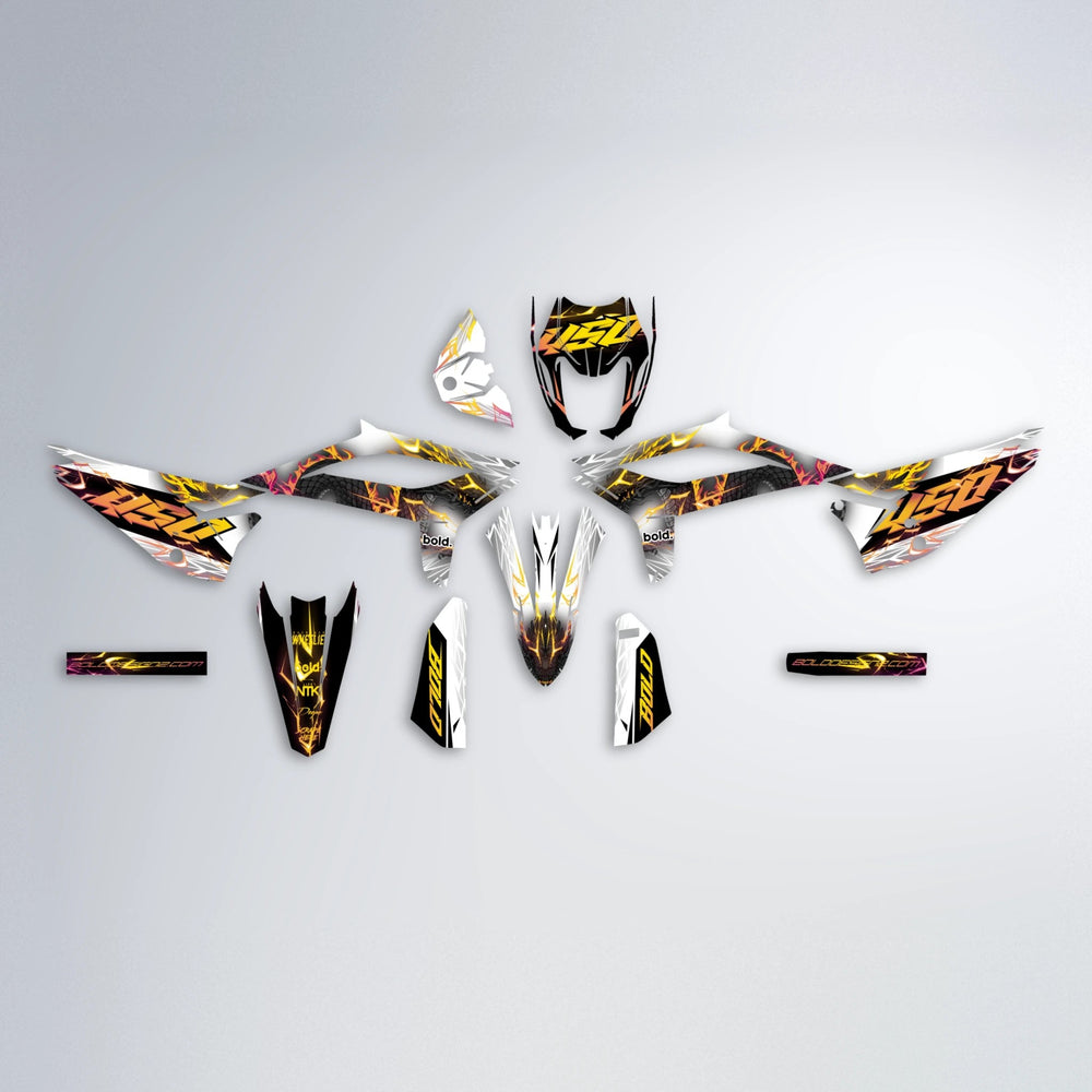 DERAGON Beta graphics kit parts layout in Pink & Yellow