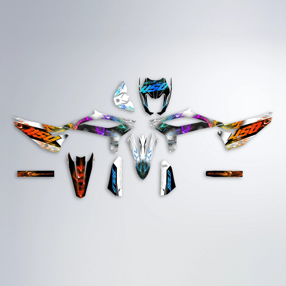 DERAGON Beta graphics kit parts layout in Sunset Fade