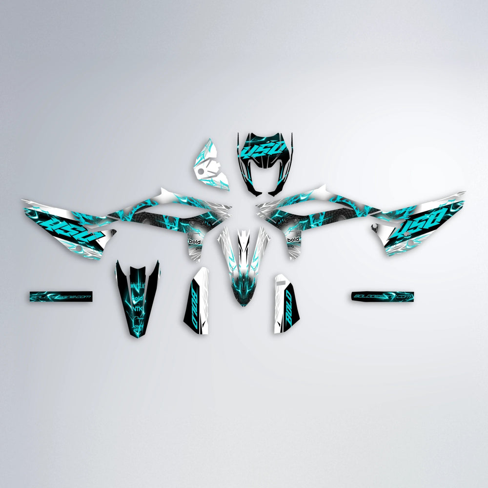 DERAGON Beta graphics kit parts layout in Teal