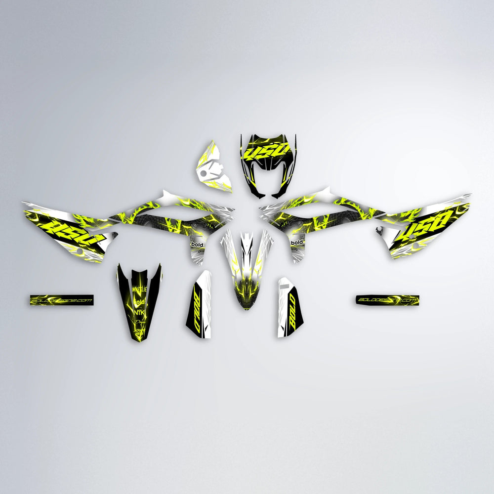 DERAGON Beta graphics kit parts layout in Yellow