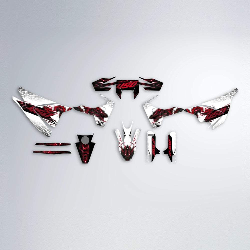 DERAGON Husqvarna 701 graphics kit parts layout in Black & Red