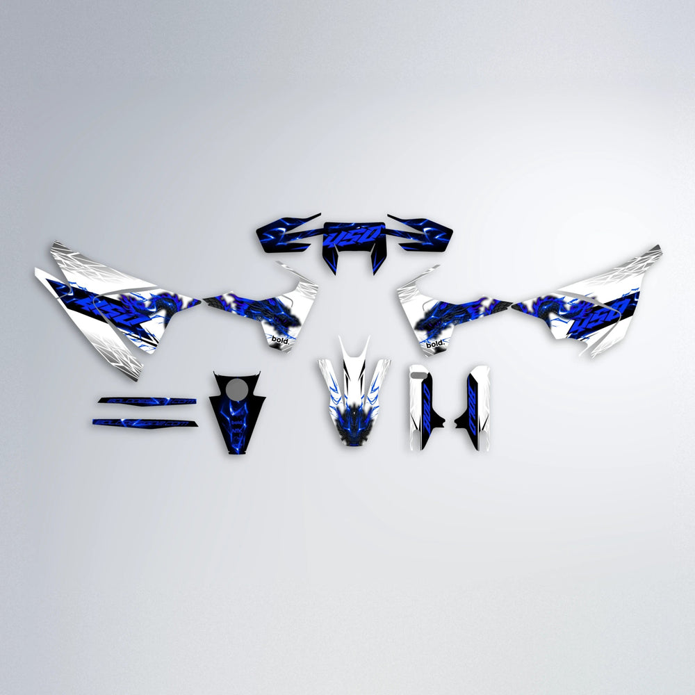 DERAGON Husqvarna 701 graphics kit parts layout in Blue