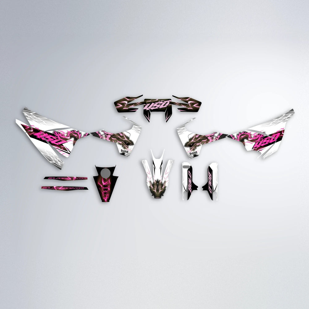 DERAGON Husqvarna 701 graphics kit parts layout in Flamingo