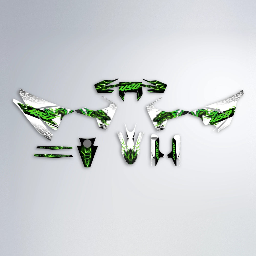 DERAGON Husqvarna 701 graphics kit parts layout in Green