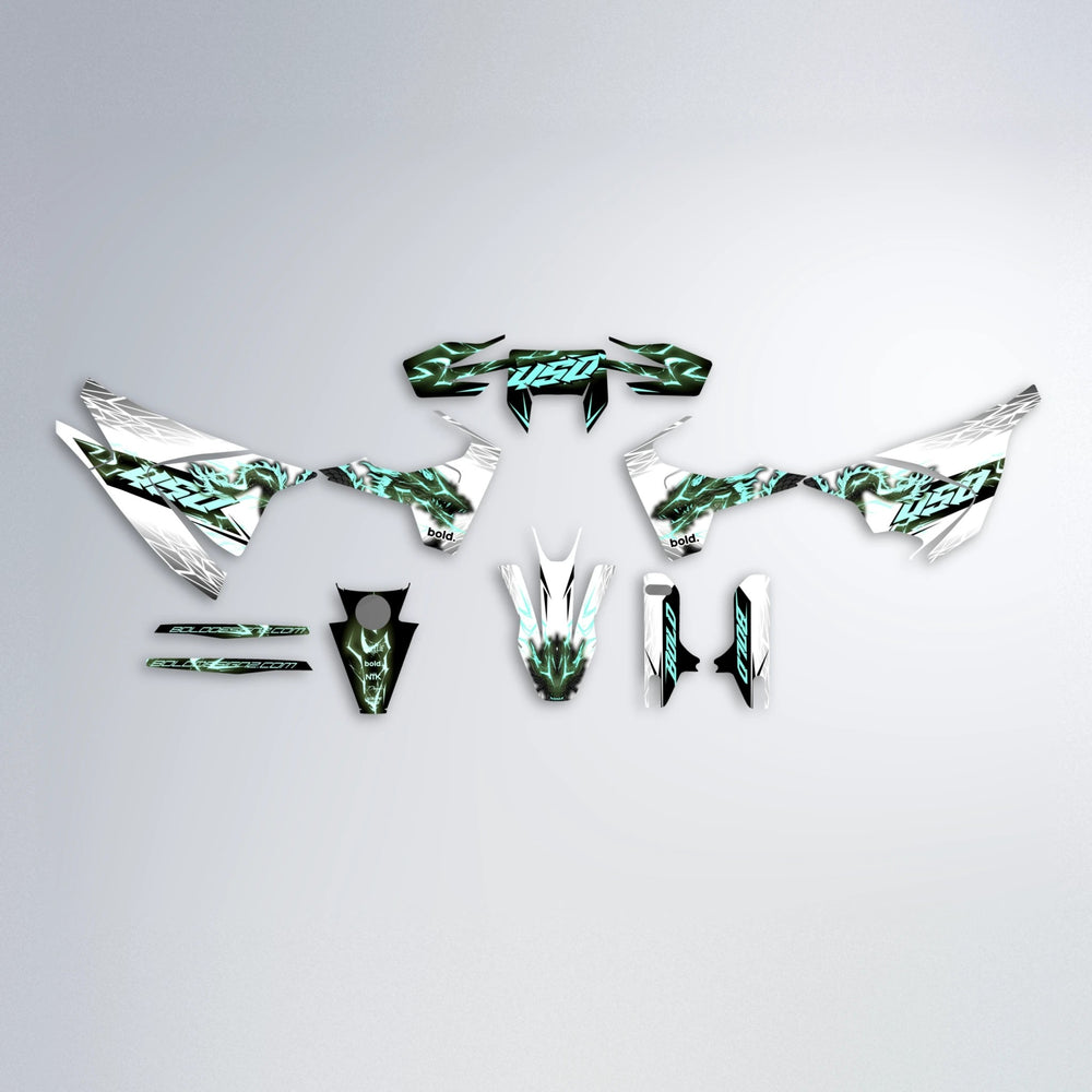 DERAGON Husqvarna 701 graphics kit parts layout in Mint