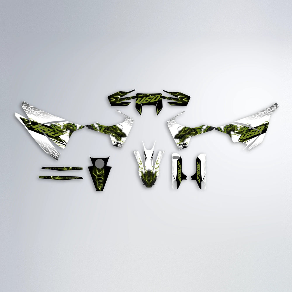 DERAGON Husqvarna 701 graphics kit parts layout in Olive