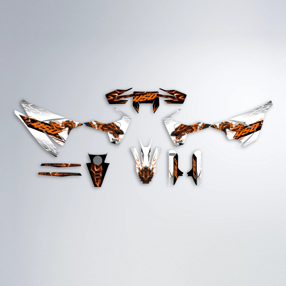 DERAGON Husqvarna 701 graphics kit parts layout in Orange