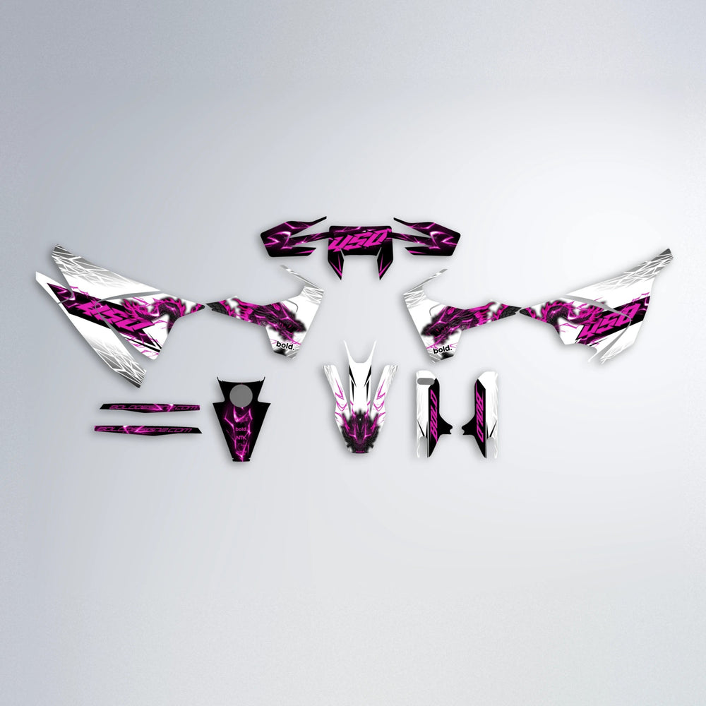 DERAGON Husqvarna 701 graphics kit parts layout in Pink