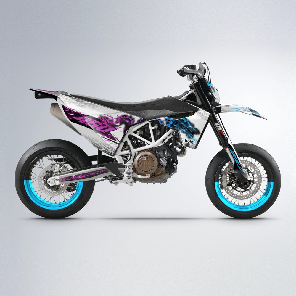 DERAGON Husqvarna 701 supermoto graphics kit in Pink & Light Blue