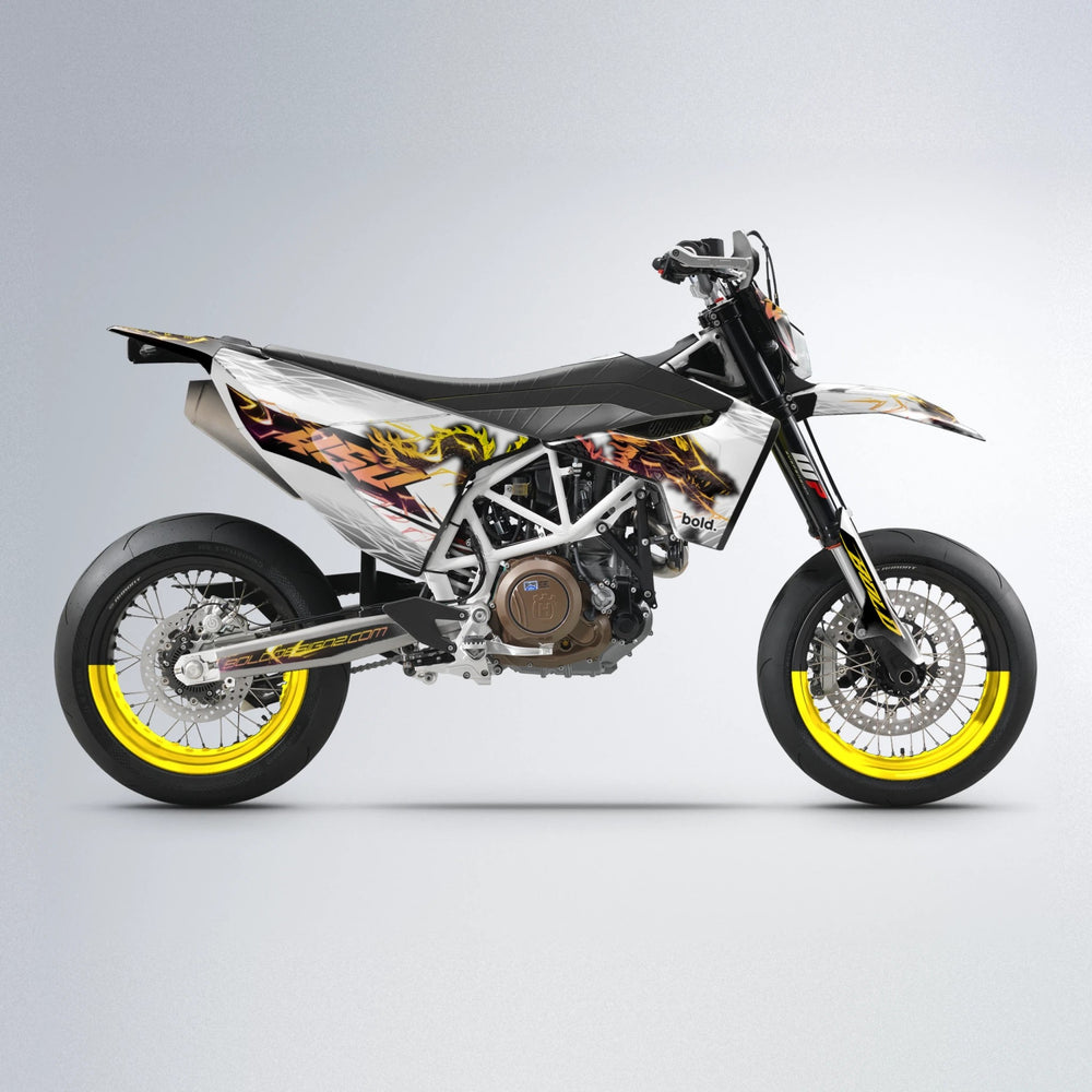DERAGON Husqvarna 701 supermoto graphics kit in Pink & Yellow