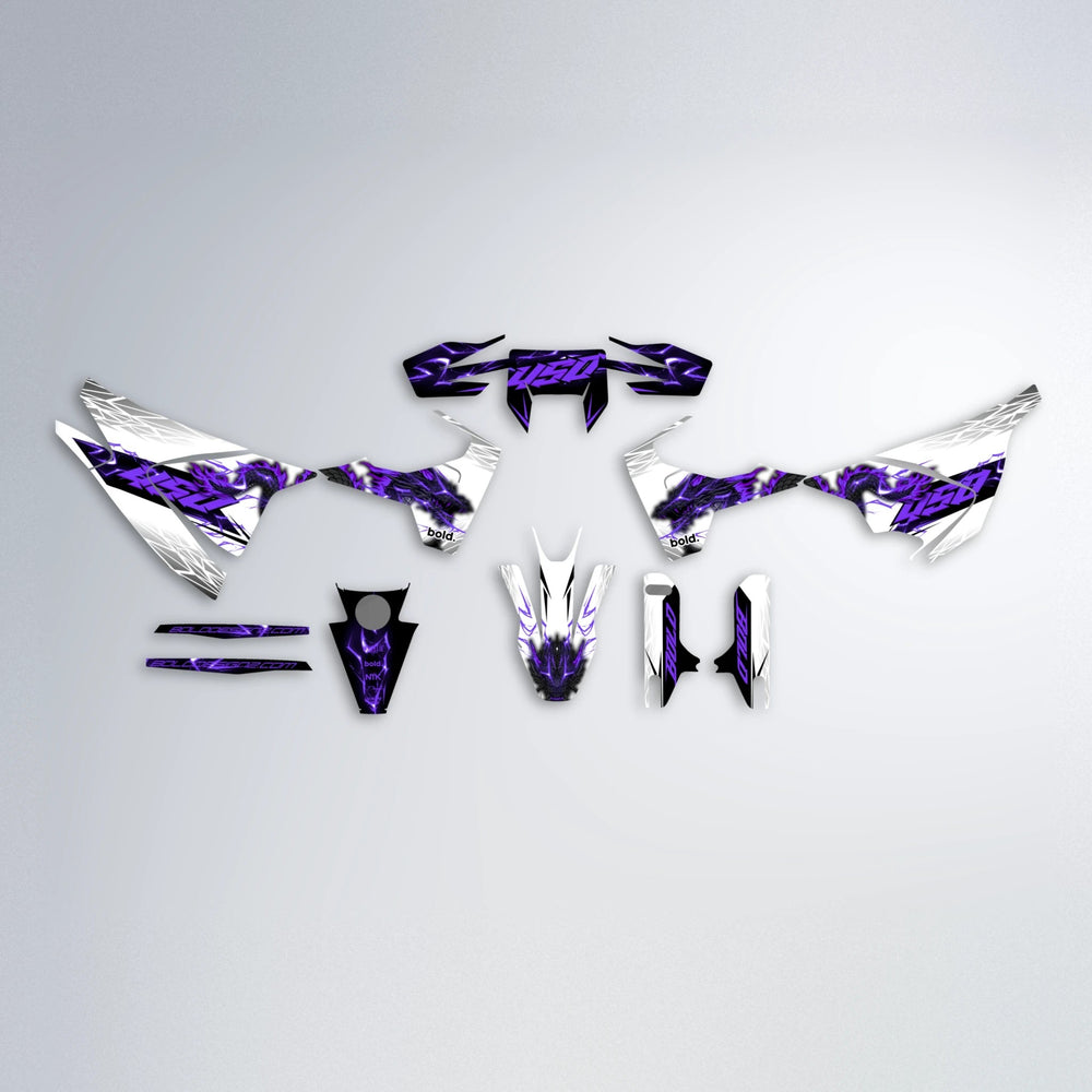 DERAGON Husqvarna 701 graphics kit parts layout in Purple