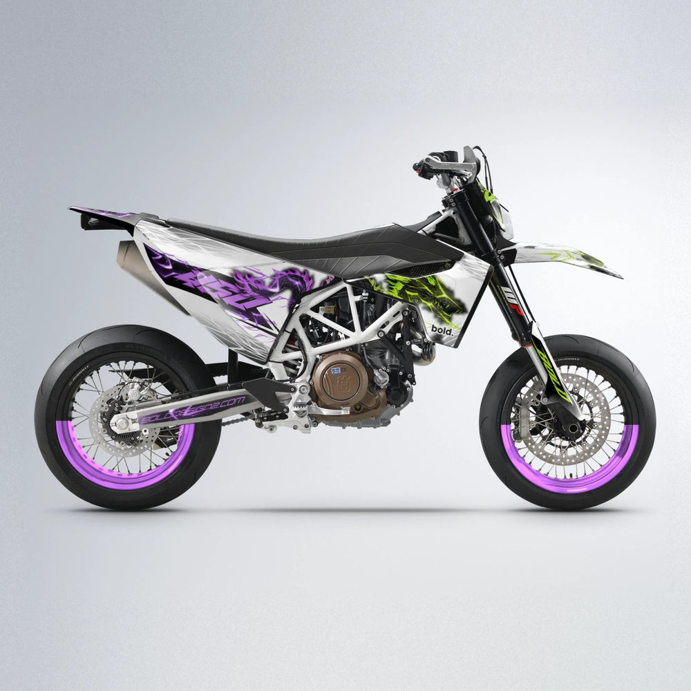 DERAGON Husqvarna 701 supermoto graphics kit in Purple & Yellow