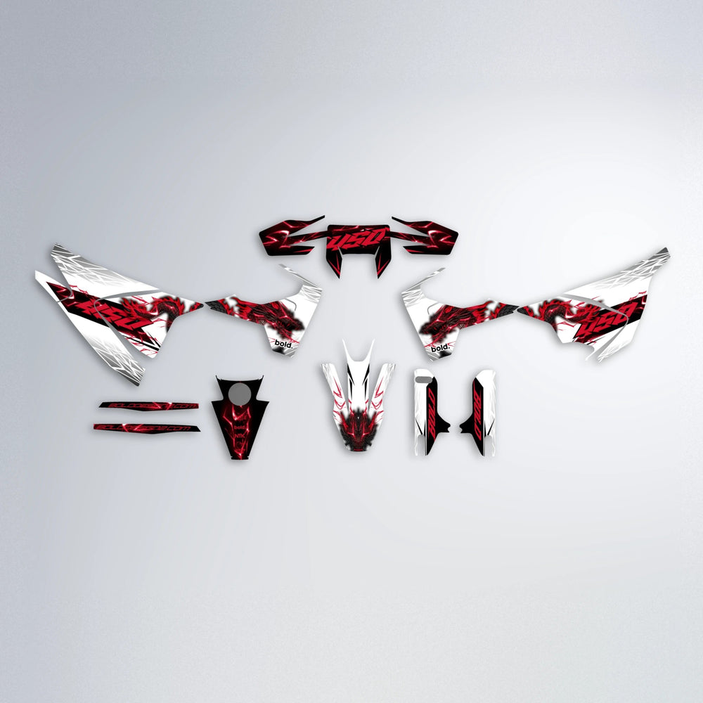 DERAGON Husqvarna 701 graphics kit parts layout in Red