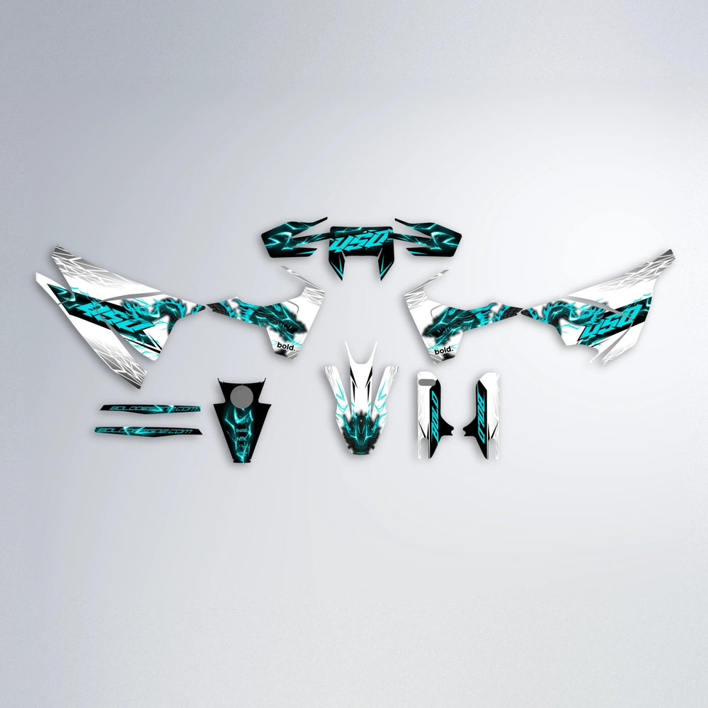 DERAGON Husqvarna 701 graphics kit parts layout in Teal