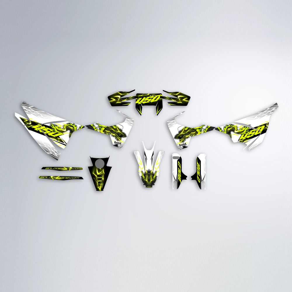 DERAGON Husqvarna 701 graphics kit parts layout in Yellow
