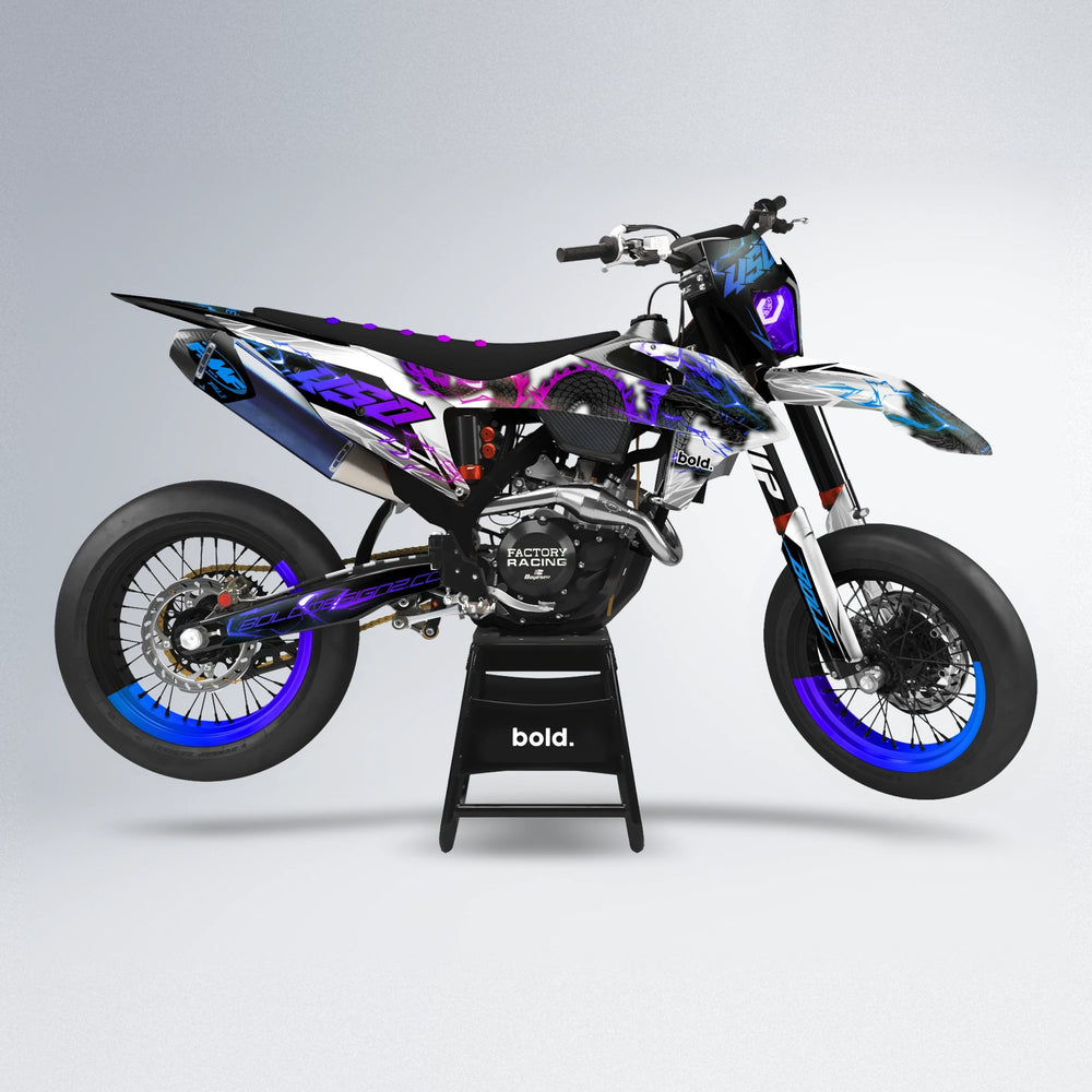 DERAGON supermoto graphics kit in Blue Purple Fade