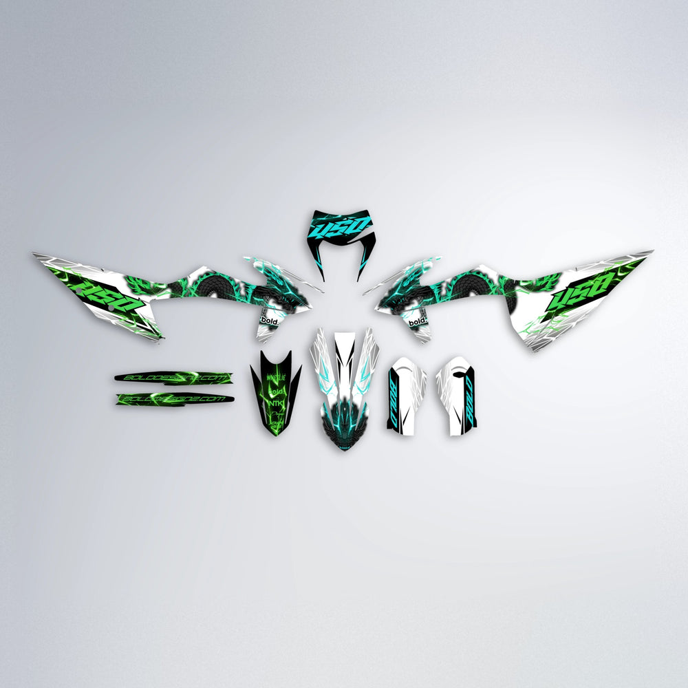 DERAGON graphics kit parts layout in Cyan & Green