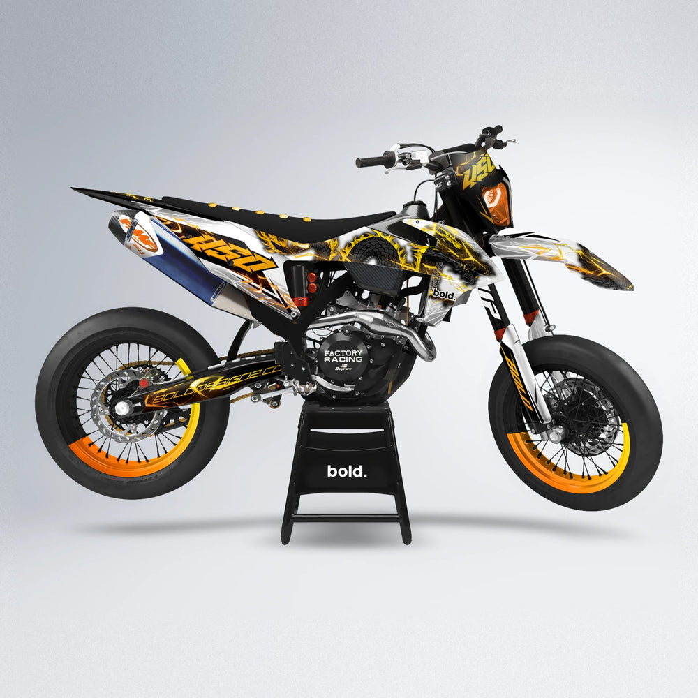 DERAGON supermoto graphics kit in Orange & Yellow