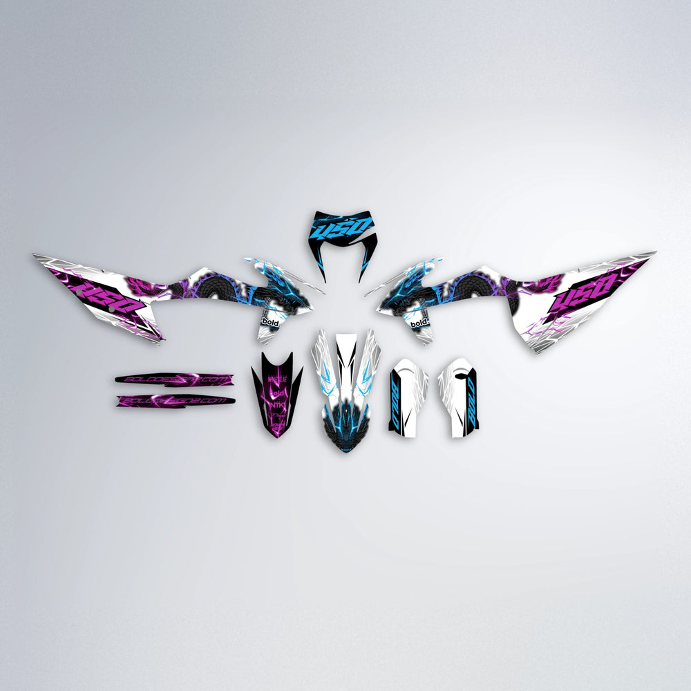 DERAGON graphics kit parts layout in Pink & Light Blue