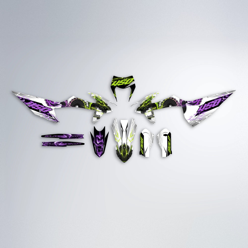 DERAGON graphics kit parts layout in Purple & Yellow