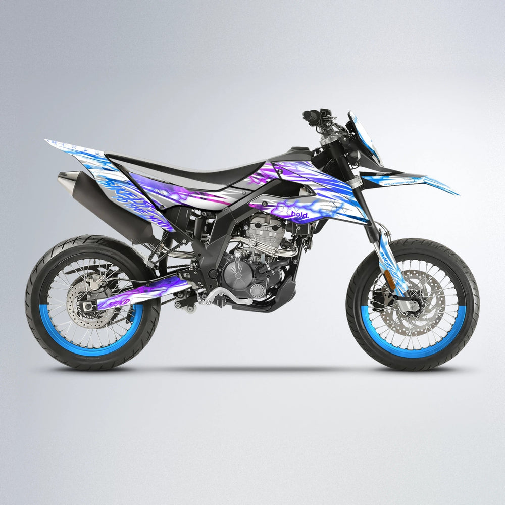 DIVINE Aprilia SX 125 supermoto graphics kit in Blue Purple Fade