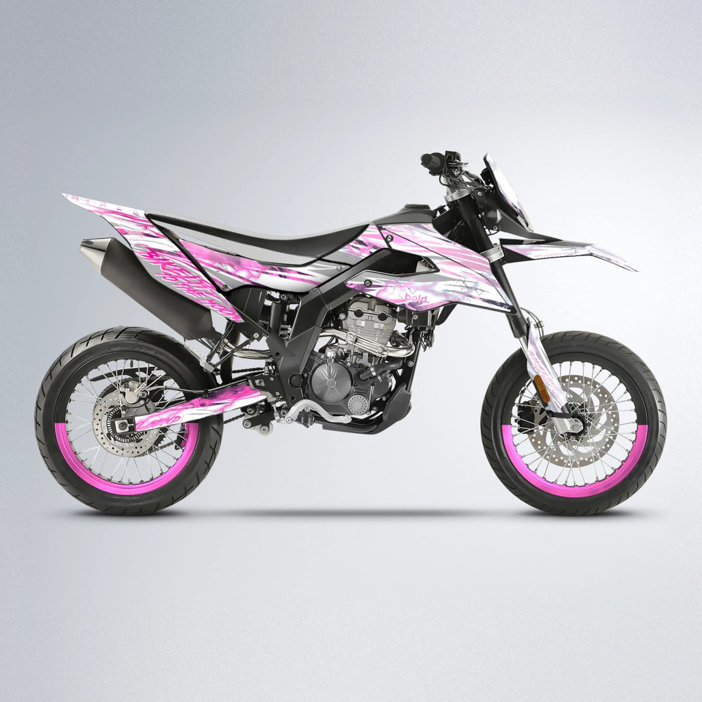 DIVINE Aprilia SX 125 supermoto graphics kit in Flamingo