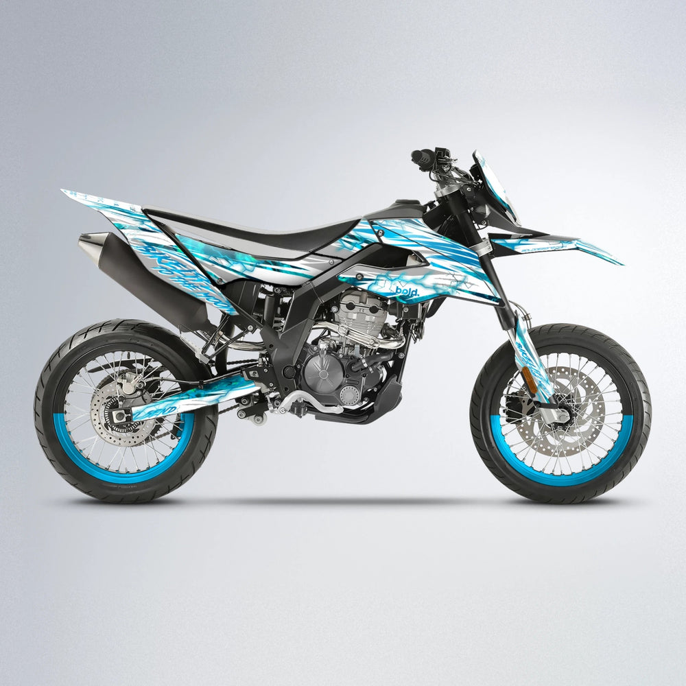 DIVINE Aprilia SX 125 supermoto graphics kit in Light Blue