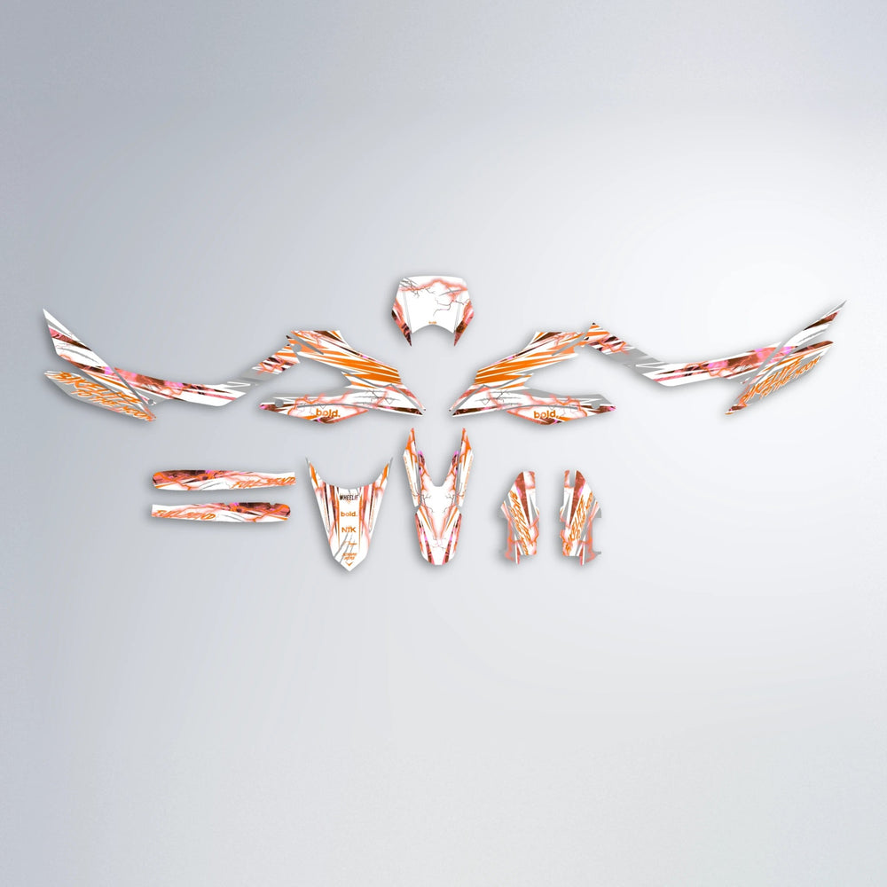 DIVINE Aprilia SX 125 graphics kit parts layout in Orange