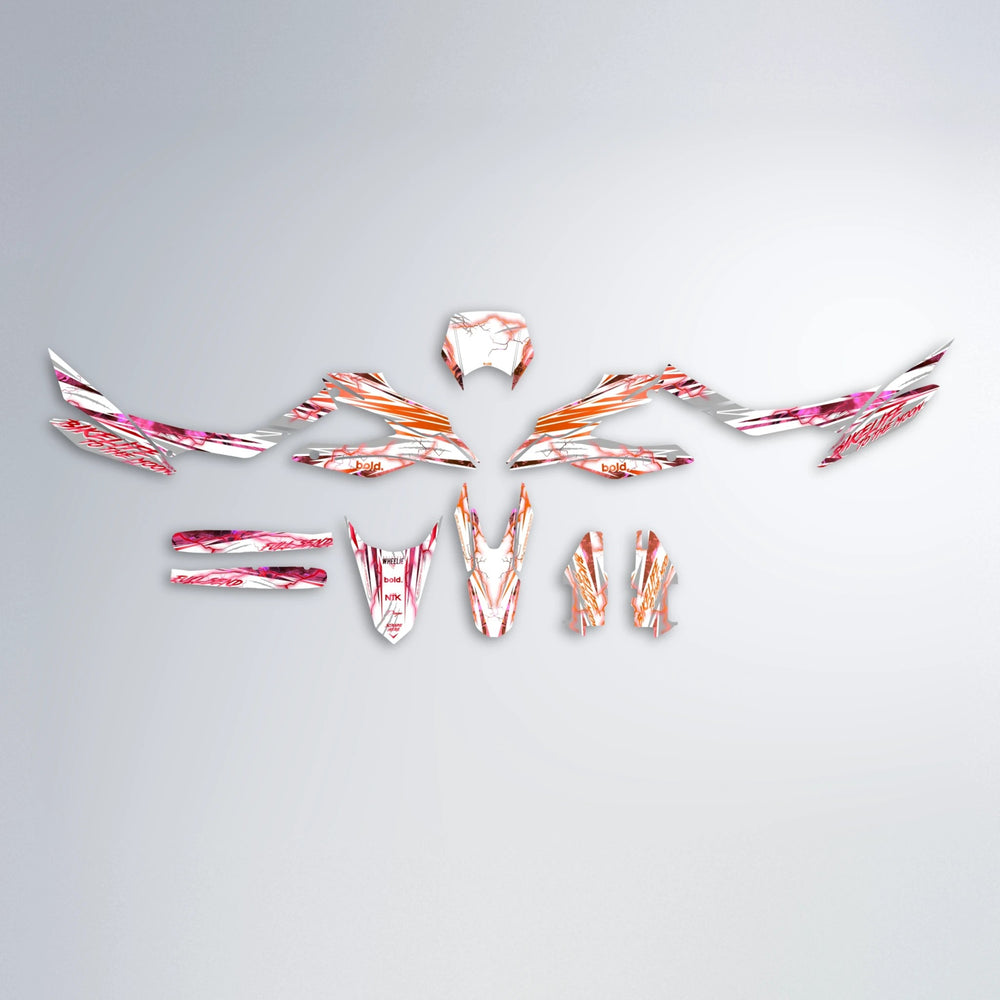 DIVINE Aprilia SX 125 graphics kit parts layout in Red & Orange