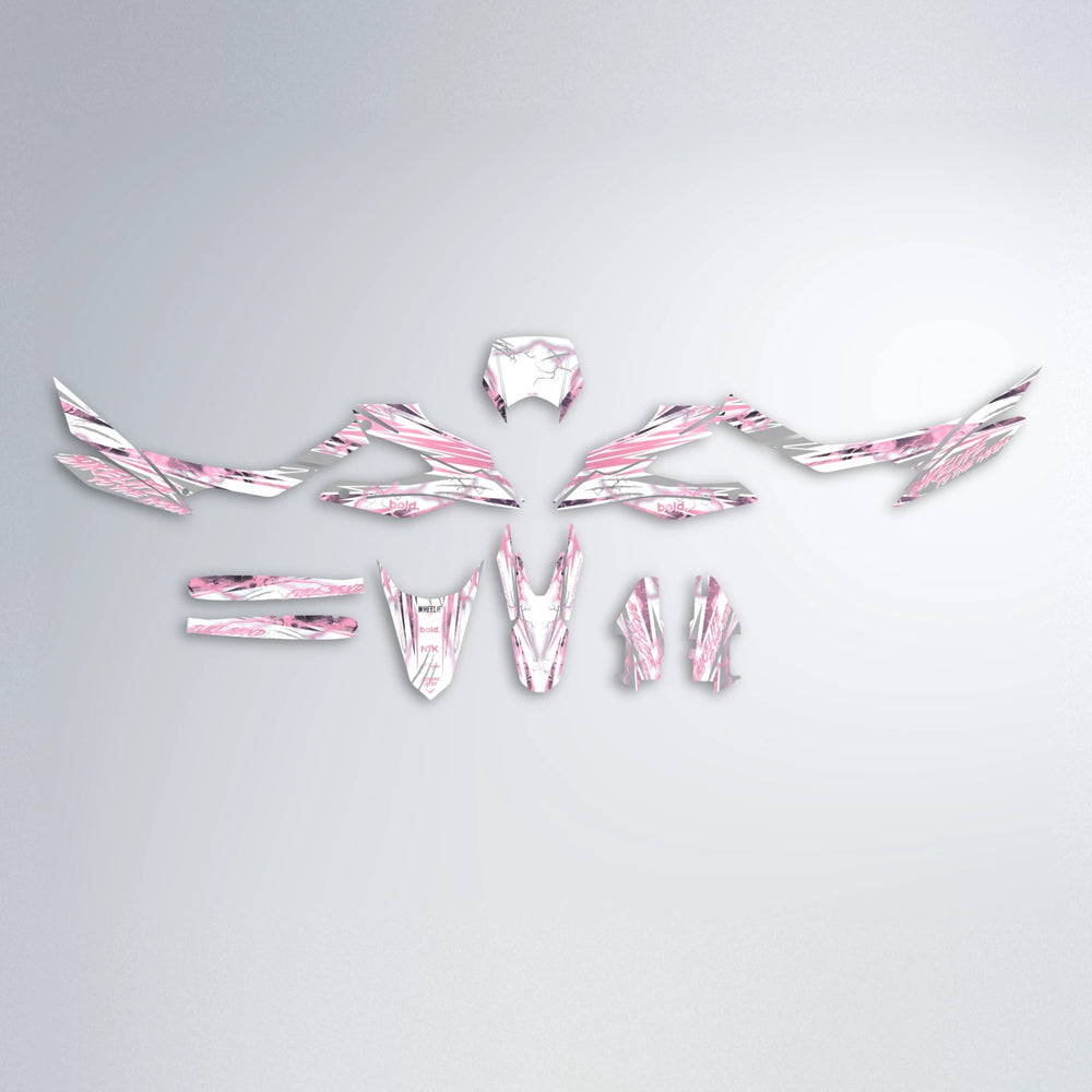 DIVINE Aprilia SX 125 graphics kit parts layout in Sakura Pink