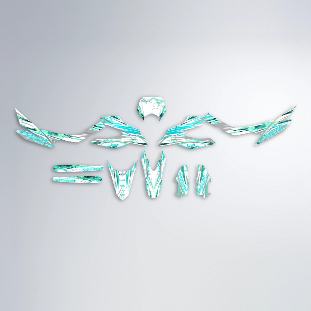 DIVINE Aprilia SX 125 graphics kit parts layout in Teal