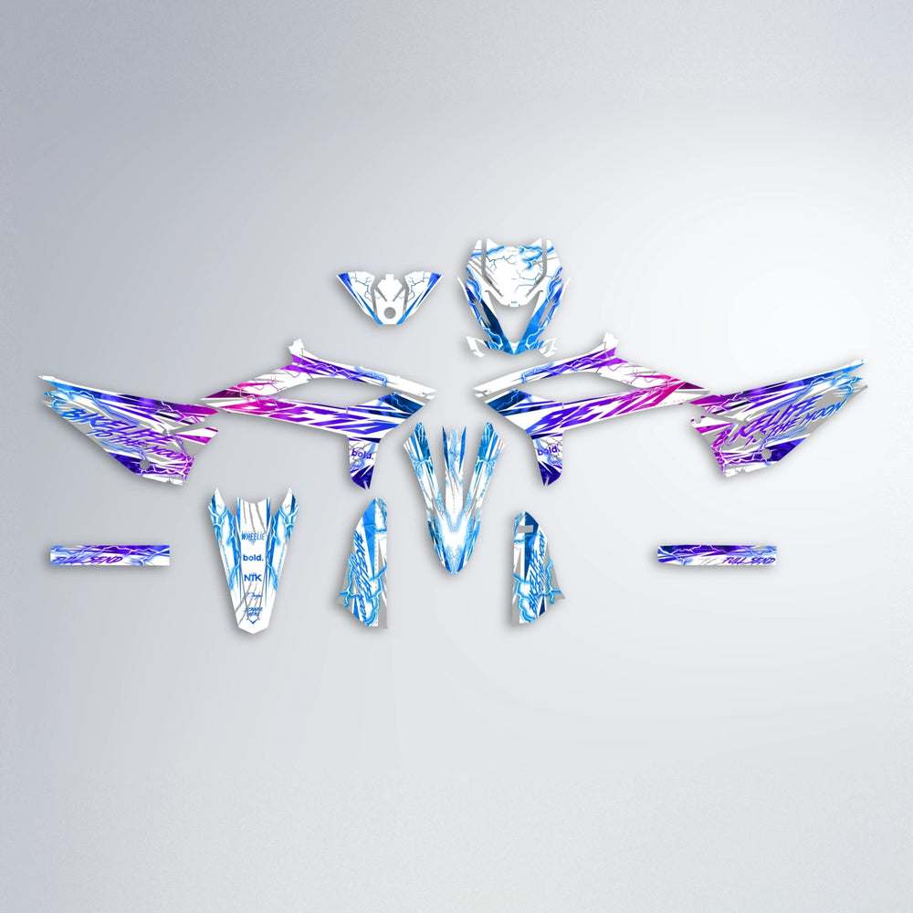 DIVINE Beta graphics kit parts layout in Blue Purple Fade