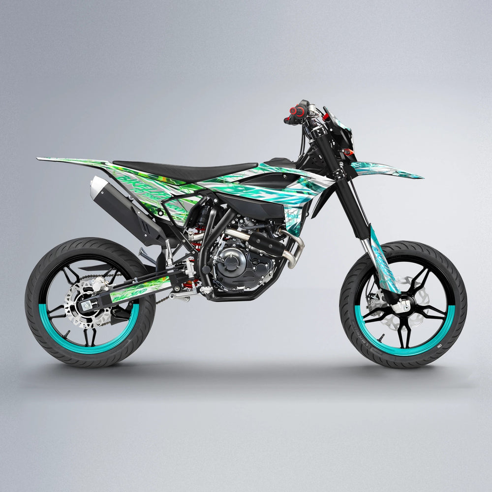 DIVINE Beta supermoto graphics kit in Cyan & Green