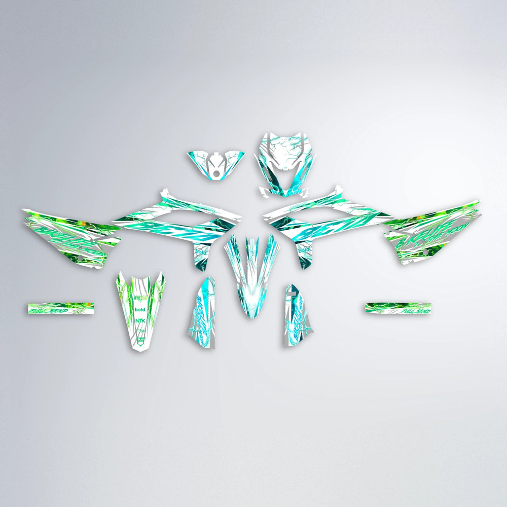DIVINE Beta graphics kit parts layout in Cyan & Green