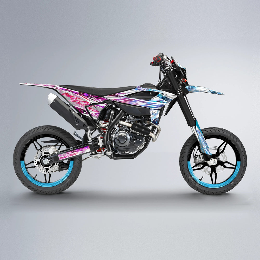DIVINE Beta supermoto graphics kit in Pink & Light Blue