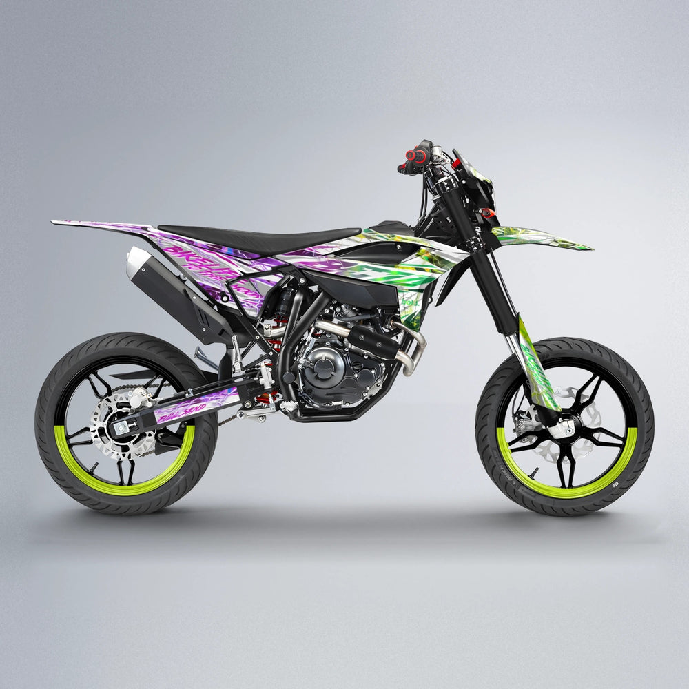 DIVINE Beta supermoto graphics kit in Purple & Yellow