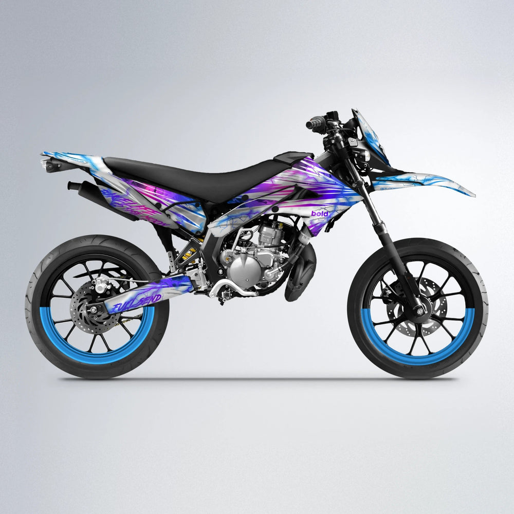 DIVINE Derbi Senda supermoto graphics kit in Blue Purple Fade