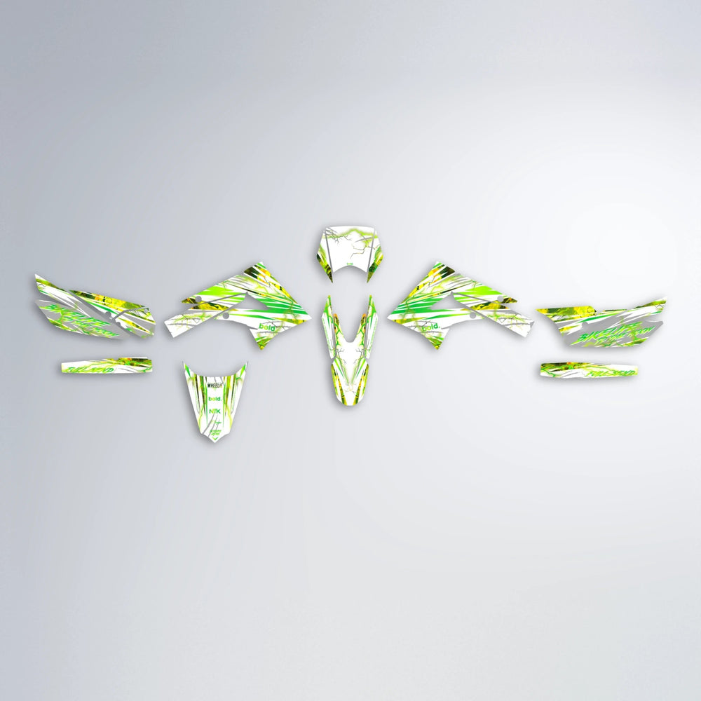 DIVINE Derbi Senda graphics kit parts layout in Green