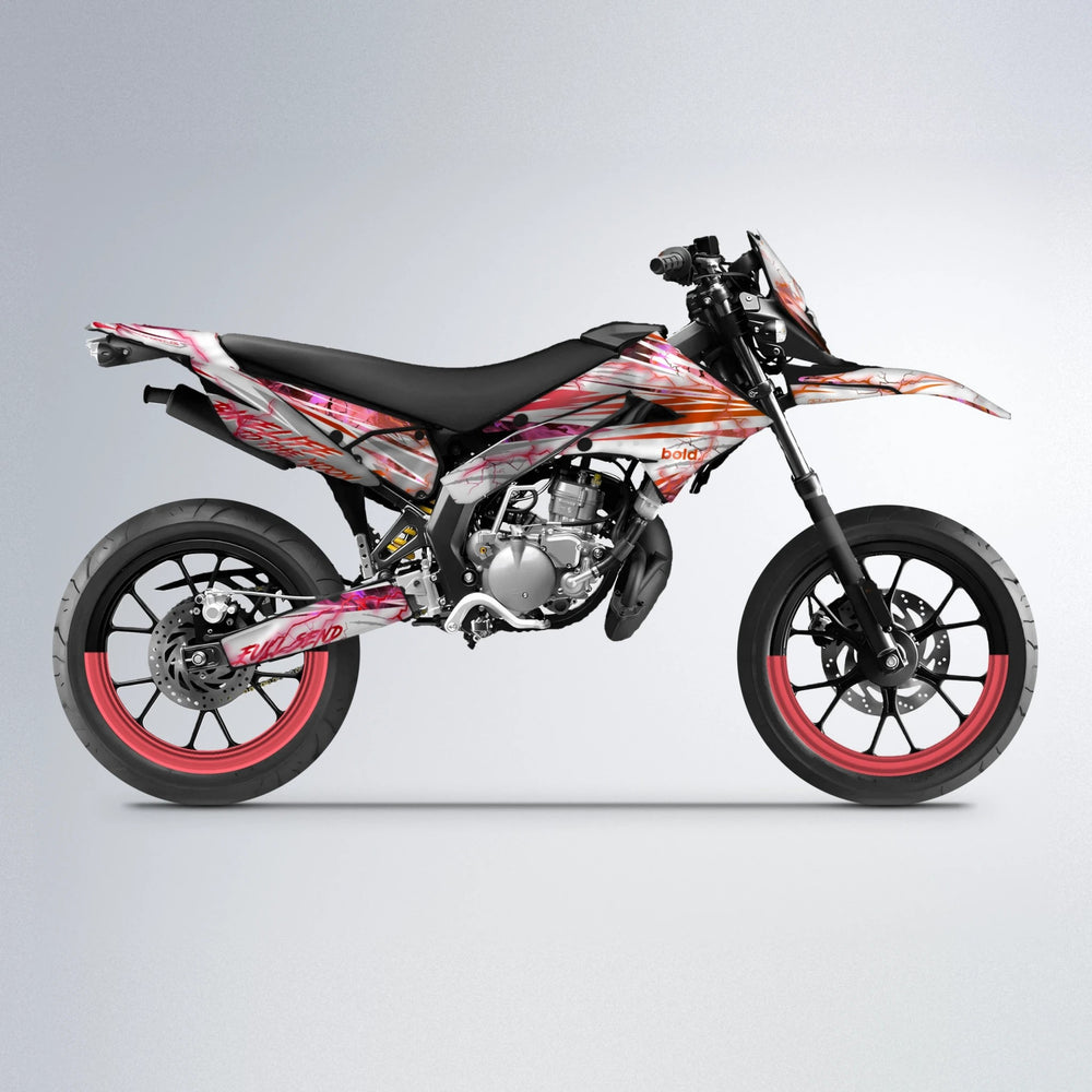 DIVINE Derbi Senda supermoto graphics kit in Red & Orange