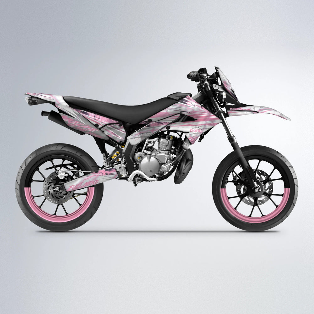 DIVINE Derbi Senda supermoto graphics kit in Sakura Pink
