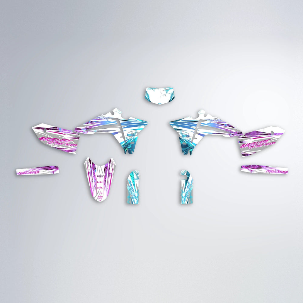 DIVINE Fantic graphics kit parts layout in Pink & Light Blue