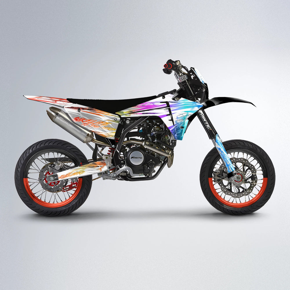 DIVINE Fantic supermoto graphics kit in Sunset Fade