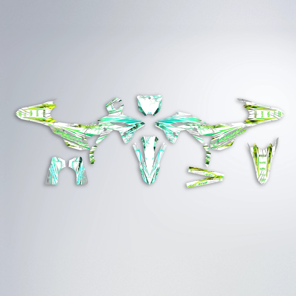 DIVINE Honda graphics kit parts layout in Cyan & Green