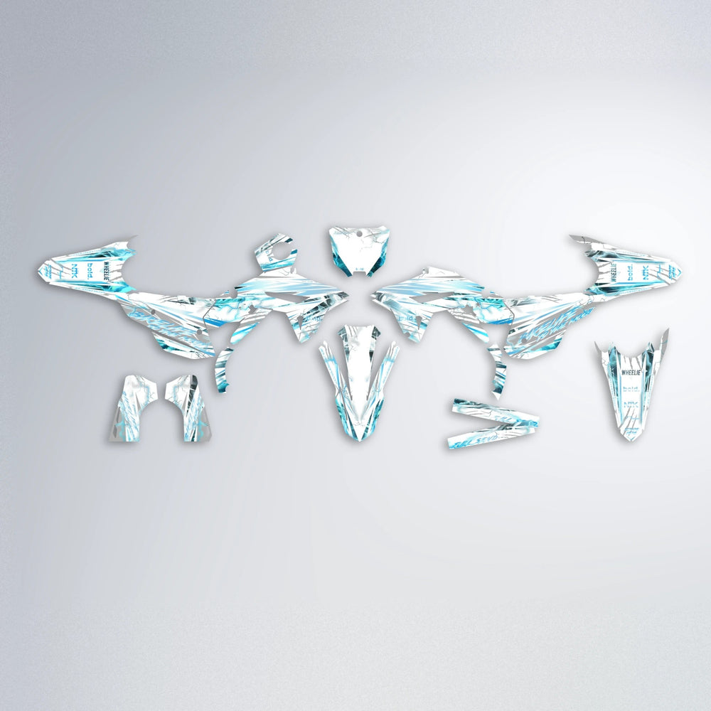 DIVINE Honda graphics kit parts layout in Light Blue & White