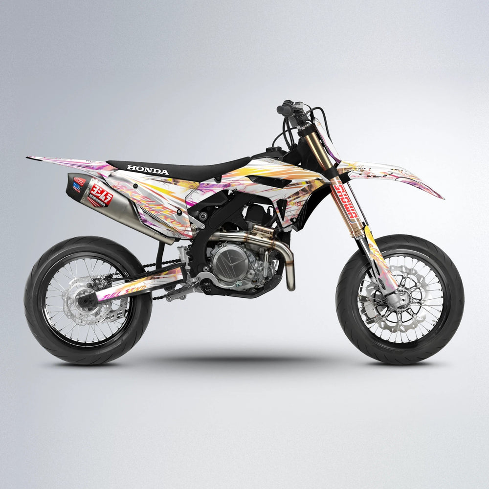 DIVINE Honda supermoto graphics kit in Pink & Yellow